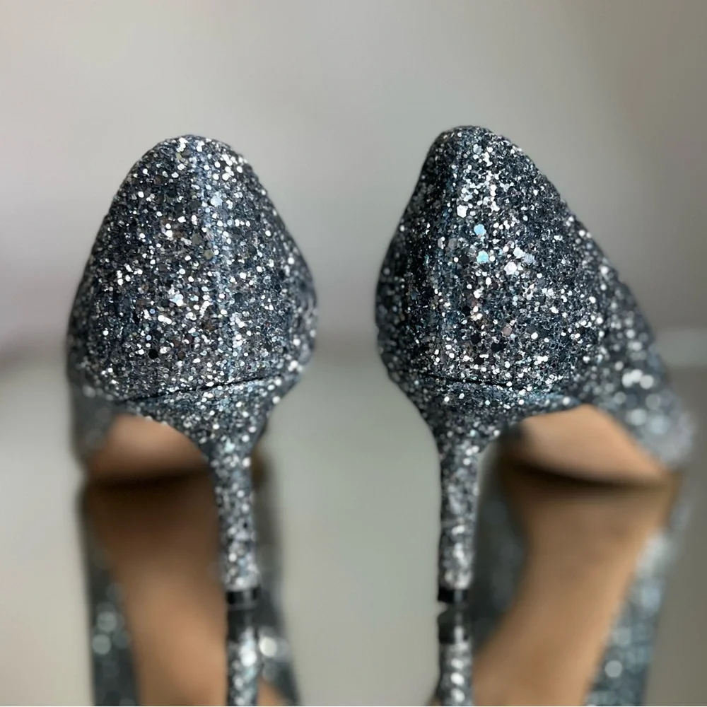 EUC JIMMY CHOO Romy 60 silver blue glitter pumps 36 $750